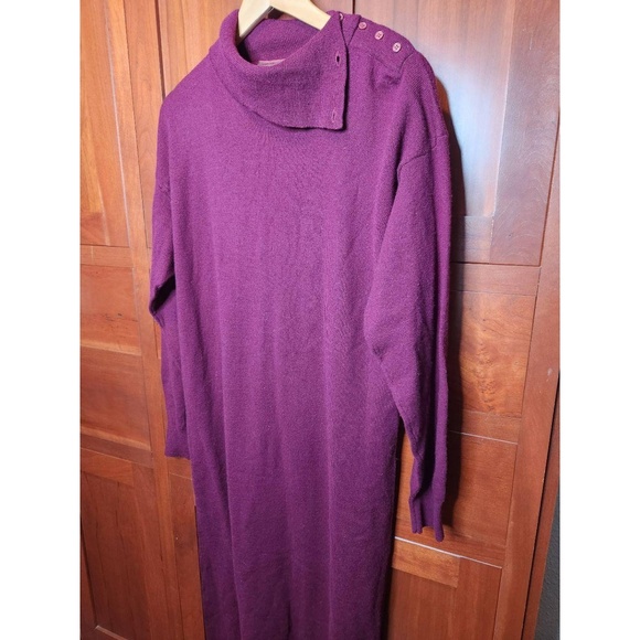 JT Dress Sweater Dress Womens Size Plum Cowl Neck Long Button Accents Cozy Chic - Picture 3 of 12